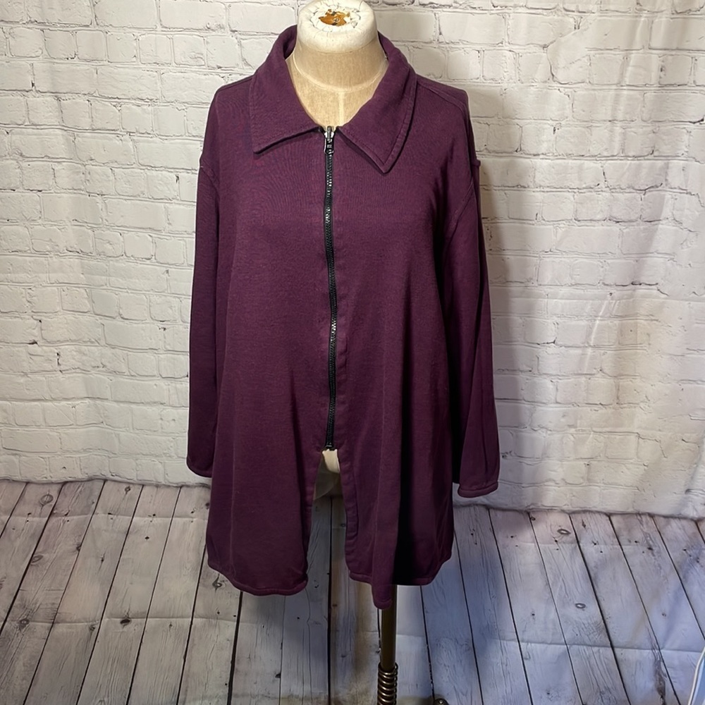 Reversible Full Zip Reversible Jacket Purple Black Jersey Knit Oversized